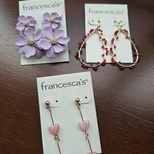 Francesca's Collections Lavender, Ruby, and Blush Earring Trio